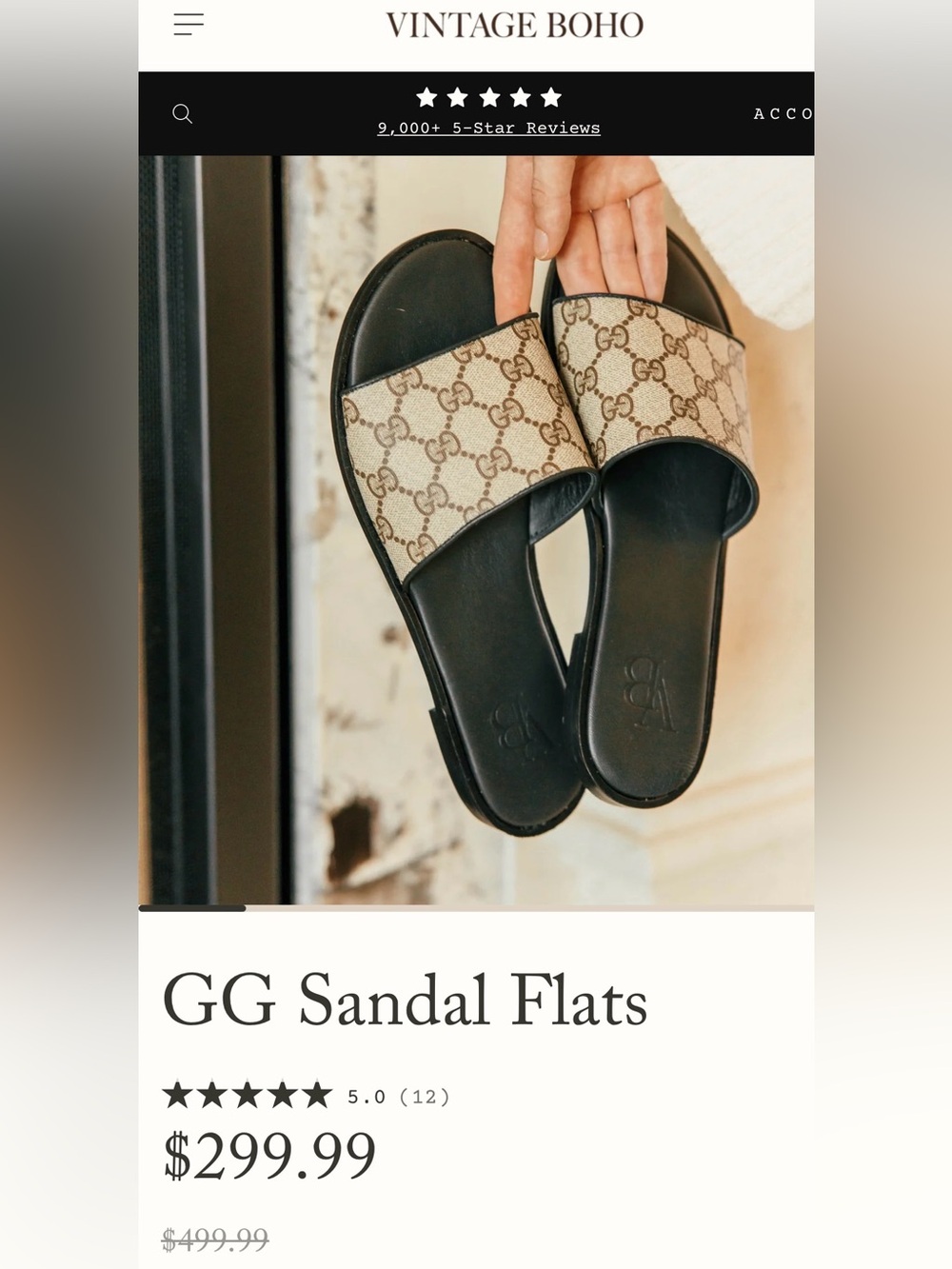 Gucci GG Monogram Slide Sandals Beige Black Made in Italy Size 6 *On Website*